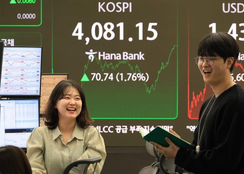 Bảng chỉ số chứng khoán tại Seoul, Hàn Quốc. Ảnh: Yonhap/TTXVN