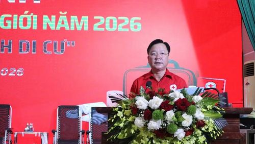 Ông Nguyễn Sỹ Trường, Phó Chủ tịch Trung ương Hội Chữ thập đỏ Việt Nam phát biểu tại chương trình. (Ảnh: Hội Chữ thập đỏ Việt Nam)