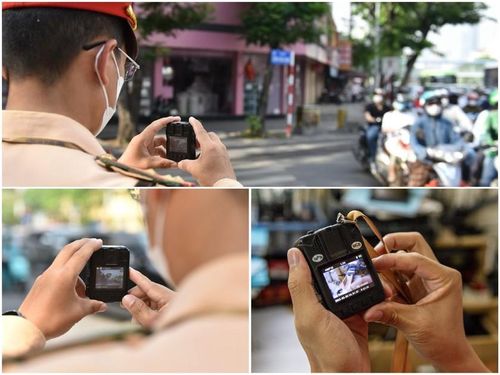 Cảnh sát giao thông xử lý vi phạm.