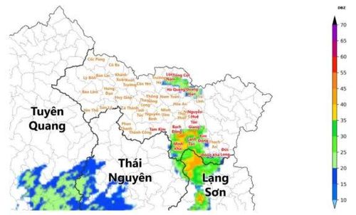 Ảnh radar thời tiết tỉnh Cao Bằng.