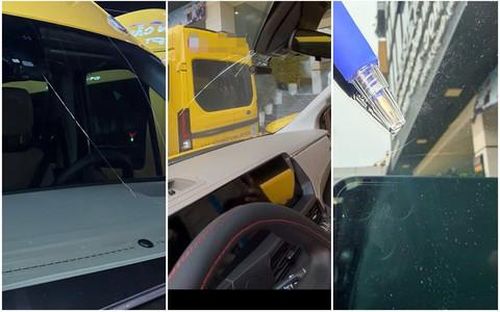 Vết nứt kéo dài ngay trước kính lái