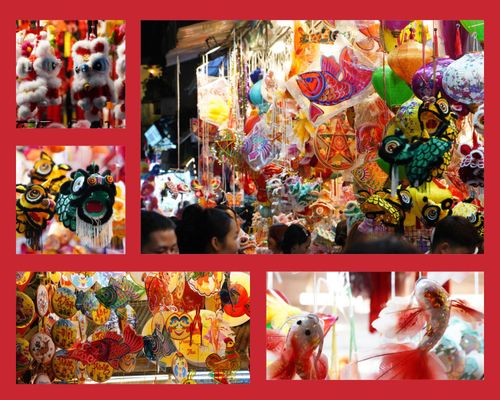 Sắc đỏ, vàng, xanh của các loại đèn lồng, đồ chơi Trung thu phủ kín mặt tiền cửa hàng.