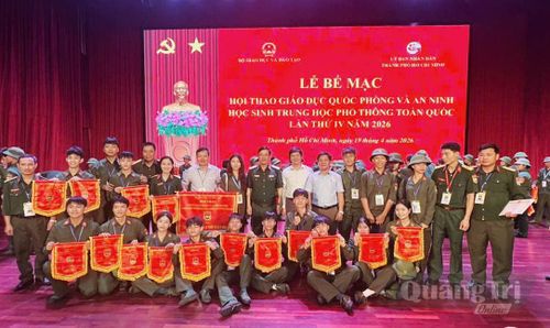 Học sinh trường THPT Đồng Hới tham gia hội thao Giáo dục quốc phòng-an ninh học sinh THPT toàn quốc lần thứ IV, năm 2026 - Ảnh: C.V