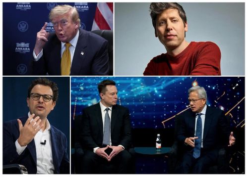 Tổng thống Trump và một số CEO có những góc nhìn trái chiều về rủi ro AI. Ảnh: Reuters, WSJ.