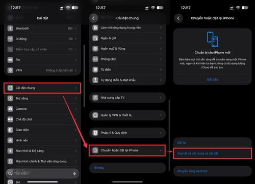  Thao tác khôi phục cài đặt gốc trên iPhone. 