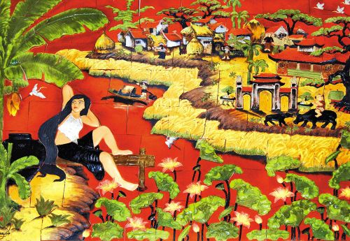  Một sản phẩm tranh gốm làng Ngòi. 