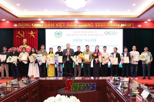 Đồng chí Nguyễn Thành Công, Phó CHủ tịch UBND tỉnh trao giấy chứng nhận cho chủ thể có sản phẩm OCOP 4 sao năm 2026.