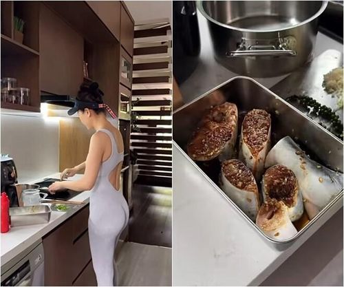 Trước đó, Quế Vân khoe clip vào bếp: "Hôm nay em nấu cá basa kho tộ. Anh Ben ăn hẳn 2 bát cơm". Nàng Á hậu chuẩn bị nguyên liệu và ướp cá sẵn cho ngấm gia vị trước khi đem kho.