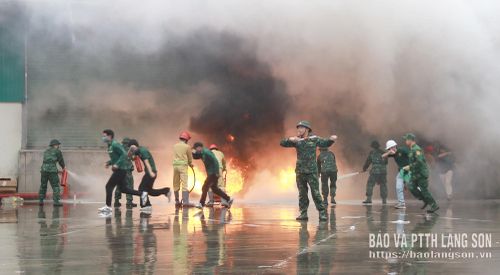 Các lực lượng tham gia thực tập phương án chữa cháy và cứu nạn cứu hộ cấp tỉnh năm 2026 tại Công ty Cổ phần Hữu Nghị Xuân Cương, xã Đồng Đăng (tháng 9/2026)