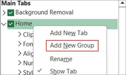 Nhấn chuột phải vào Home và chọn Add New Group.