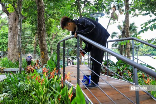 Công nhân đang tiến hành hoàn thành những hạng mục cuối cùng.