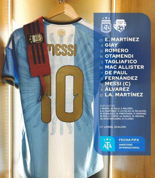  Danh sách cầu thủ ra sân của Argentina. 