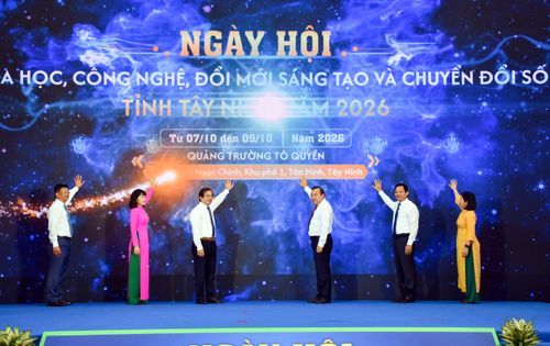 Các đại biểu thực hiện nghi thức khai mạc ngày hội
