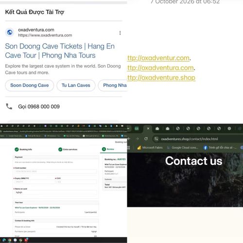 Website giả mạo để lừa bán tour thám hiểm Sơn Đoòng.