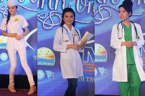 Nữ sinh y dược diễn thời trang với áo blouse