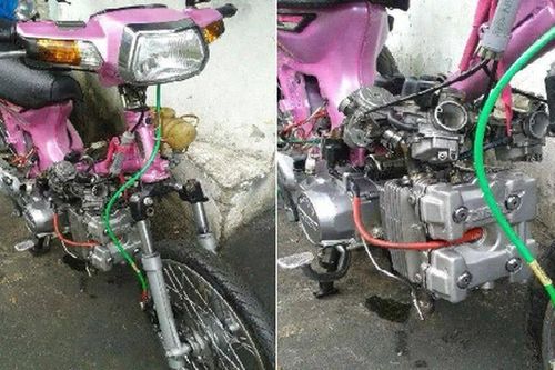 Hết hồn Dream độ 4 bình xăng con của 'chân dài'