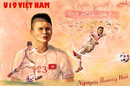 Bộ tranh vẽ cổ động U19 Việt Nam ý nghĩa của họa sĩ 8X