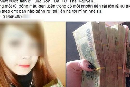 9X Thái Nguyên nhặt được 40 triệu, đăng tin tìm người mất