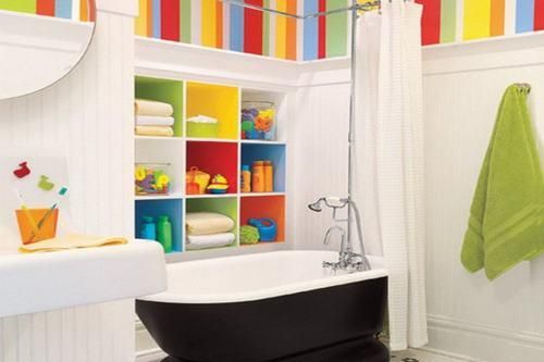 Phòng tắm dễ thương, đầy màu sắc cho trẻ