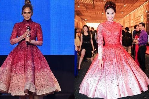 Phạm Hương diện váy đạo nhái 99% thiết kế của Michael Cinco