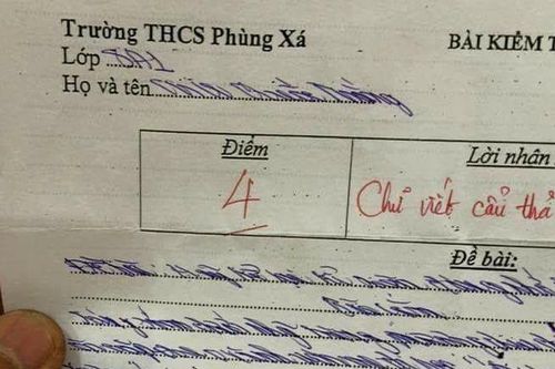 Dân mạng chia sẻ bài kiểm tra 4 điểm, chữ viết quá xấu