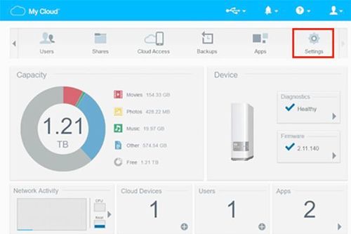 Khôi phục cài đặt gốc cho WD My Cloud Mirror