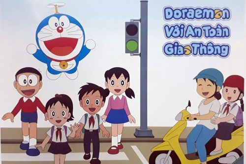 Cục CSGT đưa hình ảnh Doraemon tuyên truyền ATGT cho học sinh