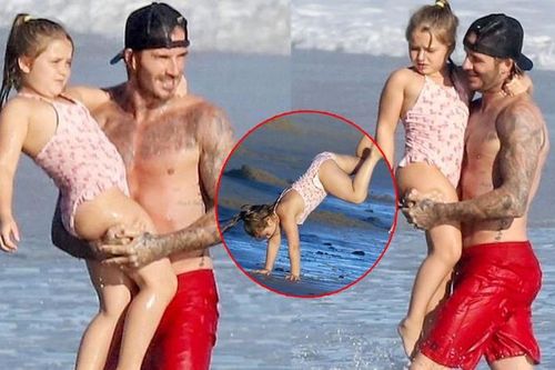 Cô bé Harper 6 tuổi vẫn được bố David Beckham bế bồng