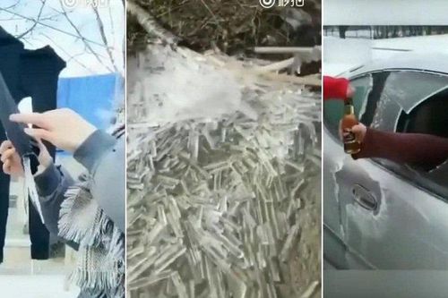 Clip: Trung Quốc lạnh khủng khiếp, quần áo hóa đá, nước vừa chảy ra đã đóng băng