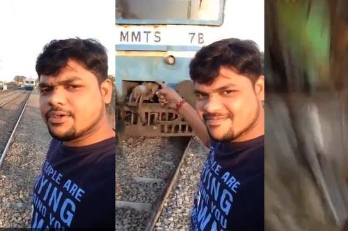 Chụp ảnh selfie điên rồ trước đầu tàu hỏa, người xem run sợ