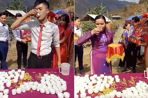 Nhà trai bối rối vì phải uống hết 99 chén rượu mới được đón dâu