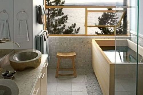 Phong cách nội thất phòng tắm tối giản kiểu Nhật Bản