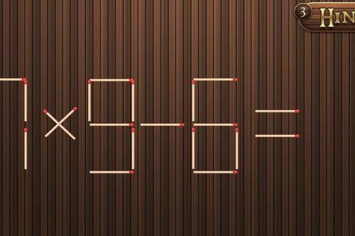 Di chuyển một que diêm biến phép tính 7 x 9 - 6 = 1 thành đúng