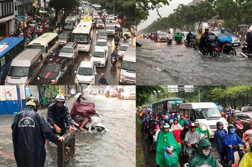 Mưa xối xả, giao thông cửa ngõ ra vào sân bay Tân Sơn Nhất hỗn loạn