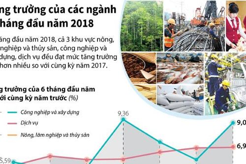 Tăng trưởng của các ngành 6 tháng đầu năm 2018
