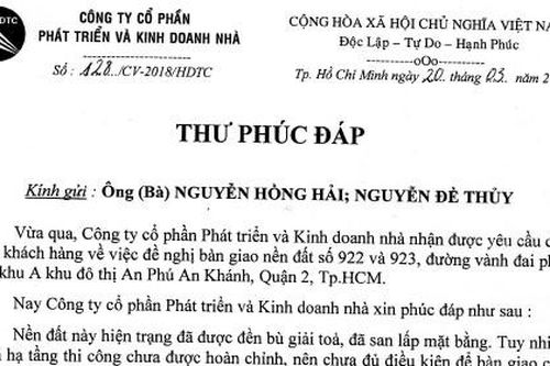 Sau gần 20 năm, HDTC vẫn 'dùng dằng' không bàn giao đất cho khách hàng
