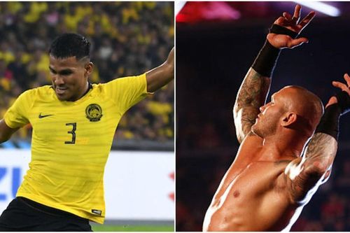 Ngỡ ngàng khi trung vệ Malaysia giống đô vật chuyên nghiệp