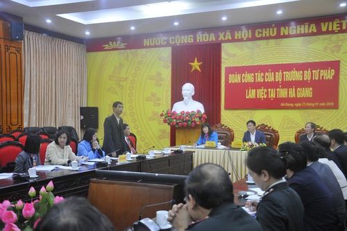 Bộ trưởng Lê Thành Long làm việc với Thường trực Tỉnh ủy Hà Giang