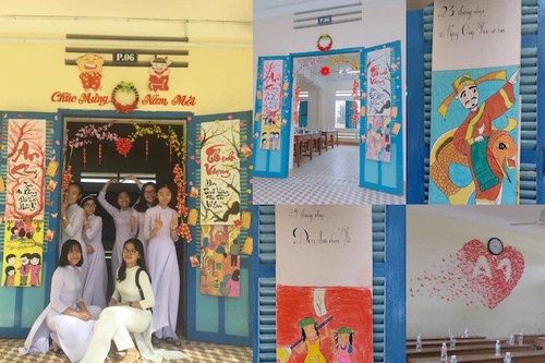 Lớp học được trang trí đón Tết ngập tràn mạng xã hội