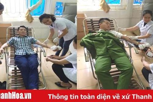 Hai cán bộ Công an huyện Cẩm Thủy hiến máu cứu người