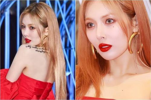 HyunA diện đầm đỏ sexy nhưng bị chê trang điểm đáng sợ