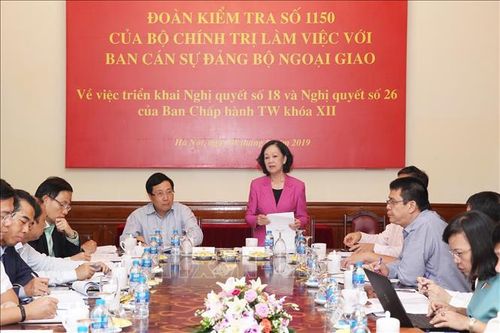 Đoàn công tác của Bộ Chính trị làm việc với Ban Cán sự đảng Bộ Ngoại giao