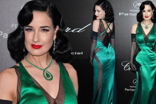 Vũ nữ thoát y Dita Von Teese khoe dáng đồng hồ cát quyến rũ ở Cannes