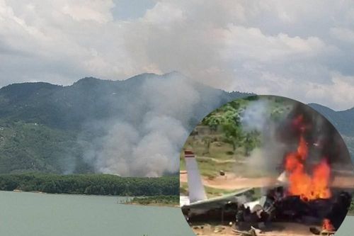 Hiện trường vụ máy bay quân sự rơi ở Khánh Hòa