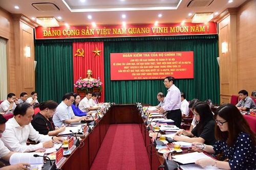 Đoàn kiểm tra của Bộ Chính trị làm việc với Hà Nội về công tác tổ chức cán bộ