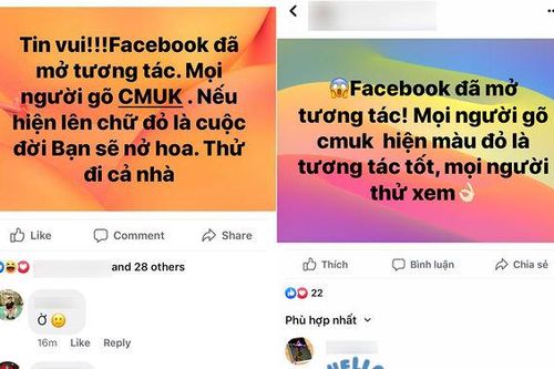 Tái diễn trò lừa gõ 'CMUK' để kiểm tra tương tác, người dùng Facebook Việt vẫn tiếp tục 'mắc câu'
