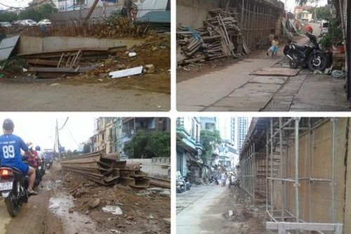 Hà Nội: Tiềm ẩn nguy cơ tai nạn do thi công ẩu tại đường Nguyễn Khoái