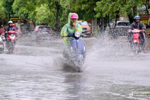 Mưa lớn trút xuống thành Vinh sau 2 tháng đại hạn