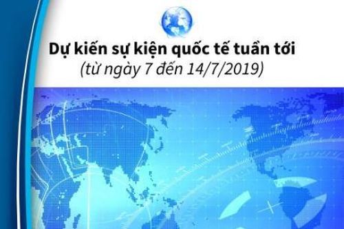Dự kiến sự kiện quốc tế tuần tới (từ ngày 7 đến 14/7/2019)