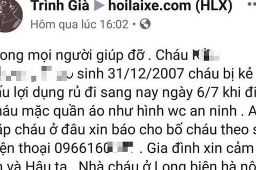 Hà Nội: Đã tìm thấy cháu bé 12 tuổi nghi bị bắt cóc